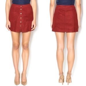 NWOT Red Suede Cotton Candy Mini Skirt